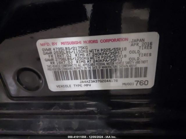 JA4AZ3A37GZ044176 Mitsubishi Outlander Sel