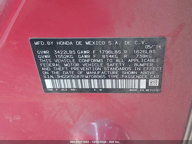 3HGGK5G87FM708965 Honda l15b1