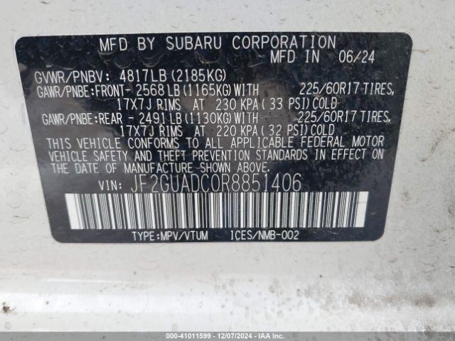 JF2GUADC0R8851406 Subaru Crosstrek Premium