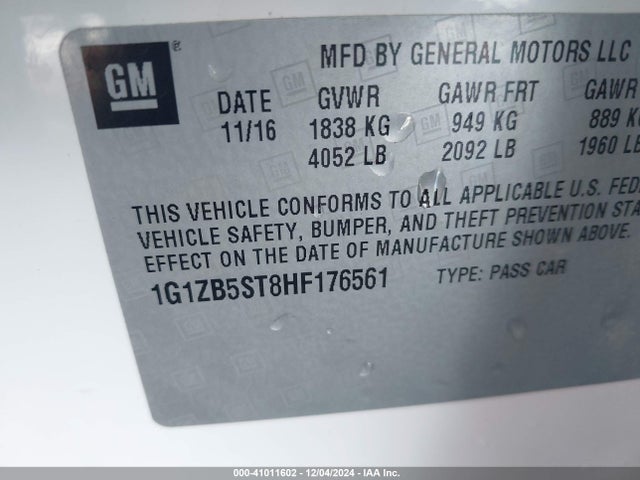 Chevrolet MALIBU LS 2017 1G1ZB5ST8HF176561 Image 9
