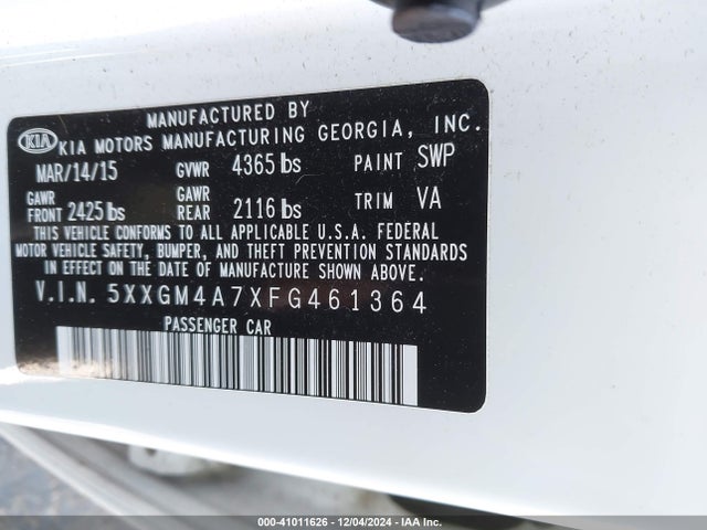 KIA Optima Lx 2015 5XXGM4A7XFG461364 Image 9