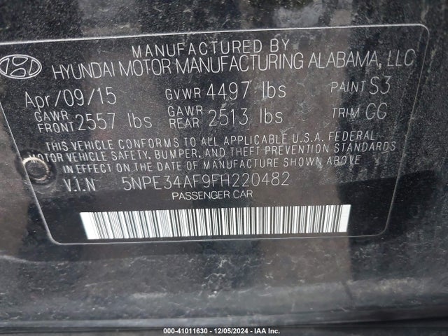 5NPE34AF9FH220482 Hyundai Sonata Sport
