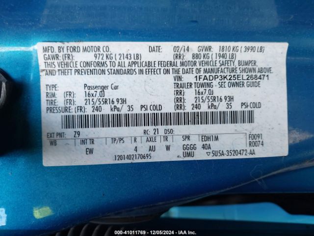 1FADP3K25EL268471 Ford FOCUS SE