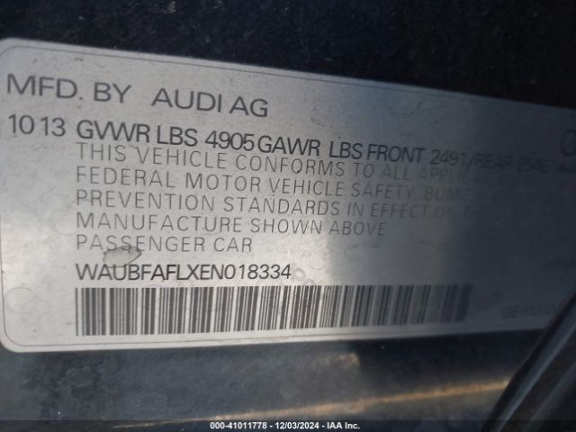 WAUBFAFLXEN018334 Audi A4 2.0t Premium
