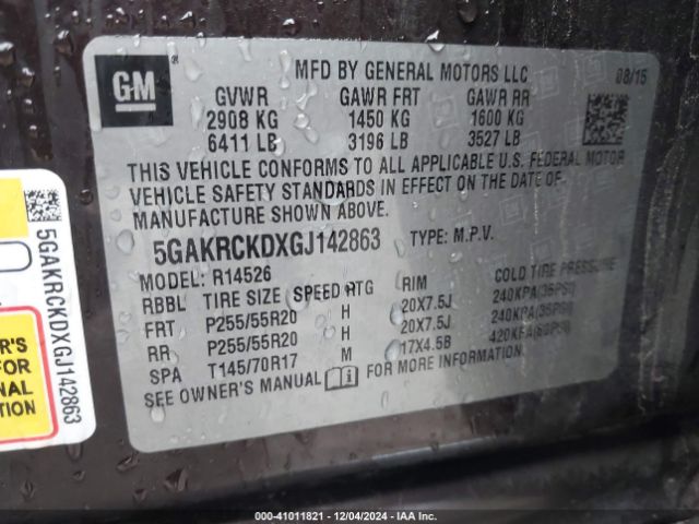 5GAKRCKDXGJ142863 Buick Enclave Premium