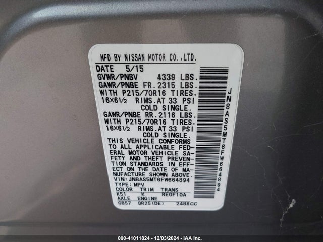 Nissan Rogue Select S 2015 JN8AS5MT6FW664894 Image 9