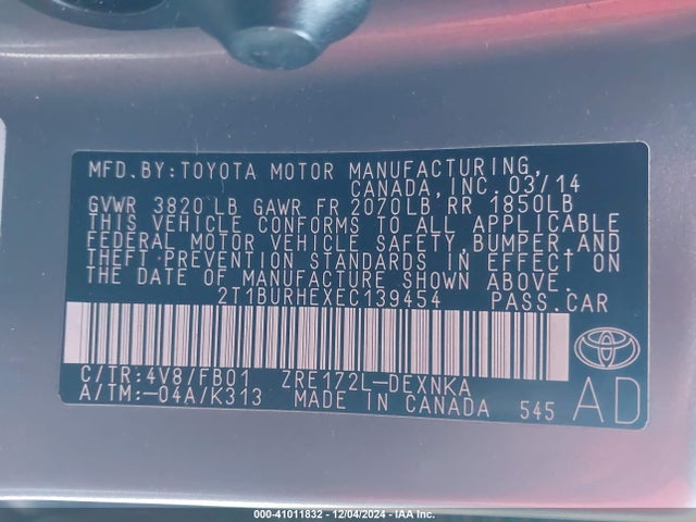 Toyota COROLLA LE 2014 2T1BURHEXEC139454 Image 9