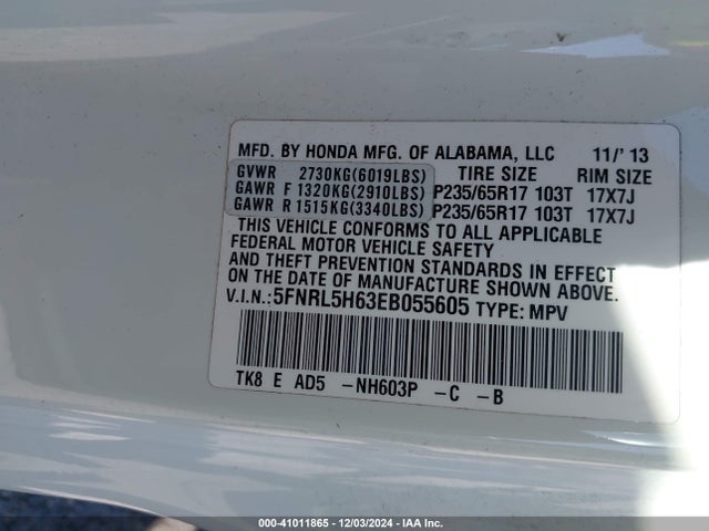 Honda Odyssey Ex-l 2014 5FNRL5H63EB055605 Image 9