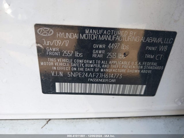 Hyundai SONATA SE 2018 5NPE24AF2JH614773 Image 9