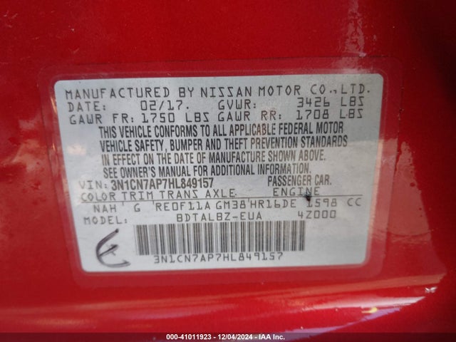 Nissan Versa 1.6 Sv 2017 3N1CN7AP7HL849157 Image 9
