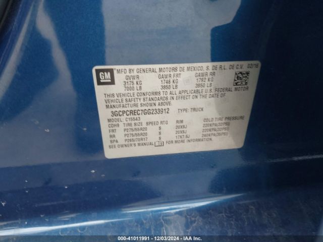 3GCPCREC7GG233912 Chevrolet Silverado 1500 1lt