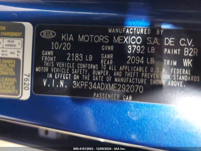 KIA Forte Gt-line 2021 3KPF34ADXME292070 Image 9