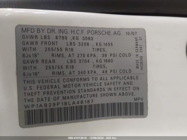 2008 PORSCHE CAYENNE WP1AB29P18LA48187 Photo 8