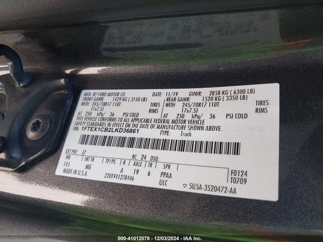 Ford F-150 Xlt 2020 1FTEX1CB2LKD36861 Image 9