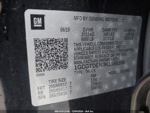 1GCGTDEN3K1350298 Chevrolet Colorado Z71