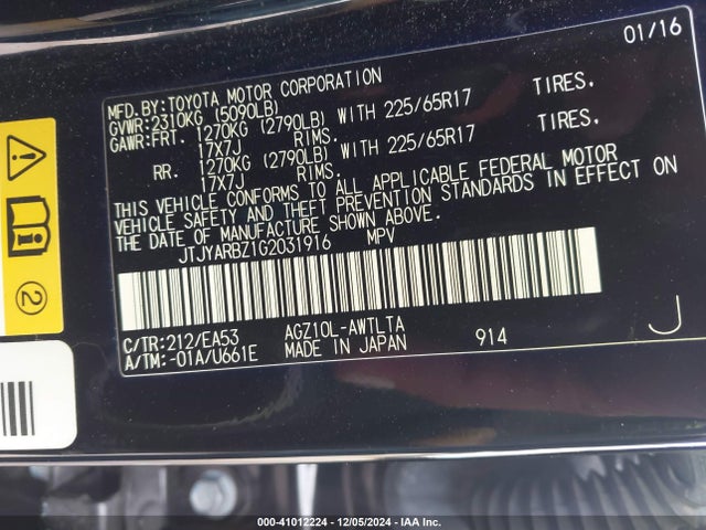 Lexus NX 200T 2016 JTJYARBZ1G2031916 Image 9