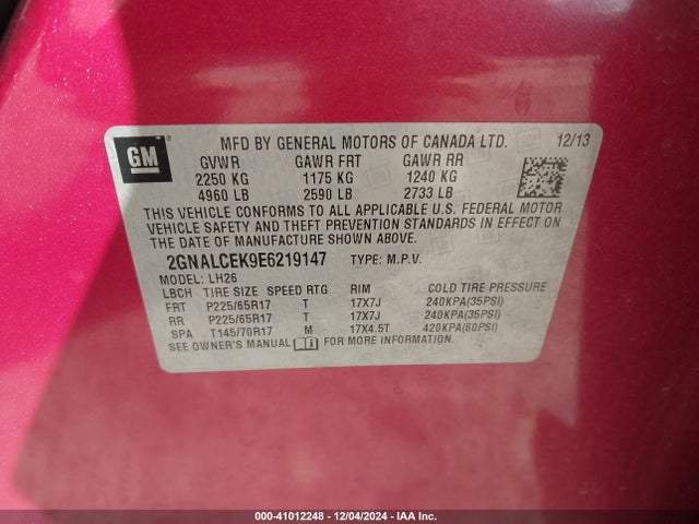 2GNALCEK9E6219147 Chevrolet Equinox 2lt