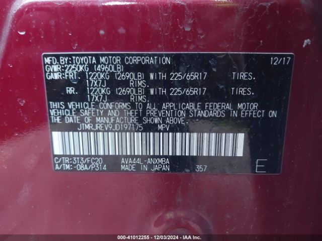 JTMRJREV9JD197175 Toyota Rav4 Hybrid Xle