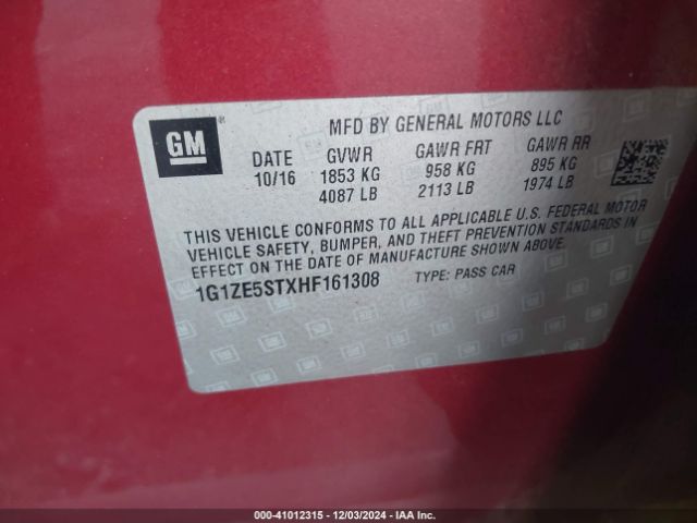 1G1ZE5STXHF161308 Chevrolet MALIBU 1LT