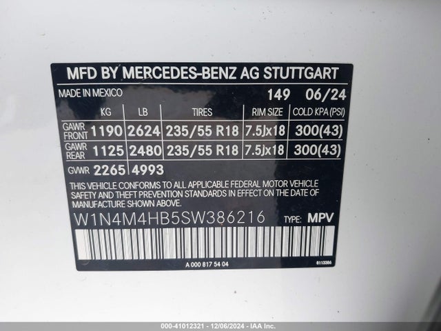 W1N4M4HB5SW386216 Mercedes-Benz Glb 250 4matic