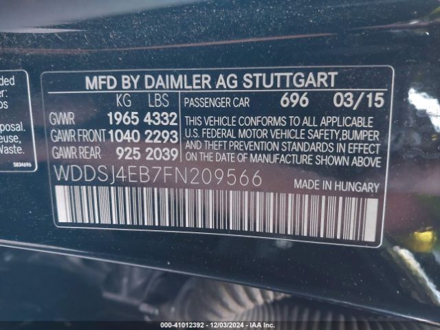 WDDSJ4EB7FN209566 Mercedes-Benz CLA 250