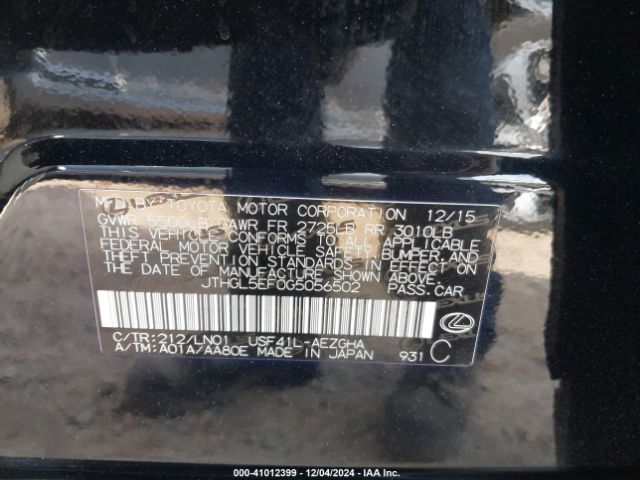 2016 LEXUS LS 460 JTHGL5EF0G5056502 Photo 8