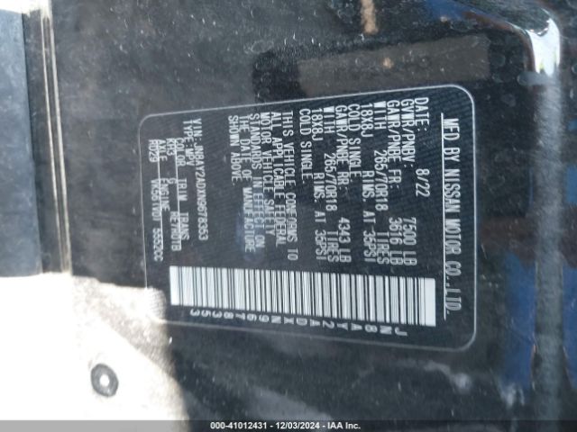 JN8AY2ADXN9678353 Nissan Armada Sv 4wd