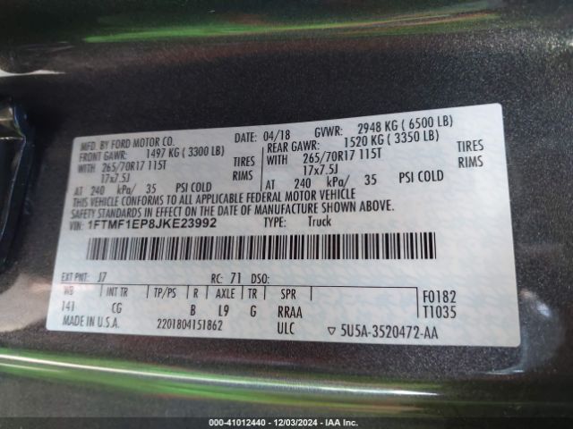 1FTMF1EP8JKE23992 Ford F-150 Xl