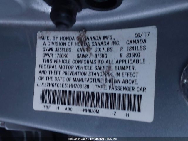 2HGFC1E51HH703188 Honda CIVIC SI
