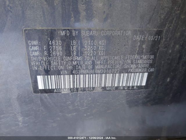 4S3BWAB66M3018022 Subaru Legacy