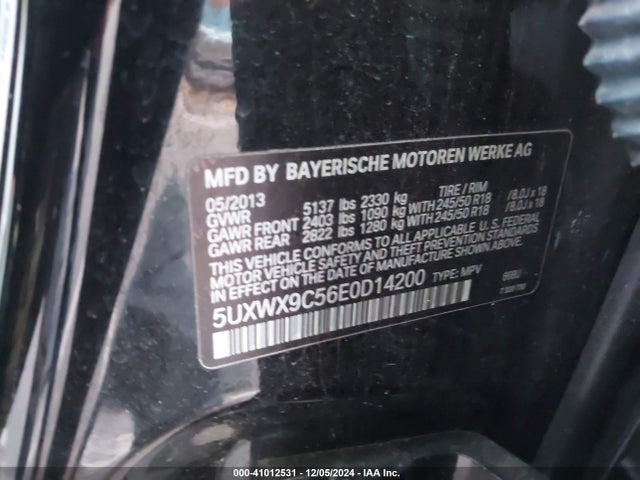 BMW X3 Xdrive28i 2014 5UXWX9C56E0D14200 Image 9