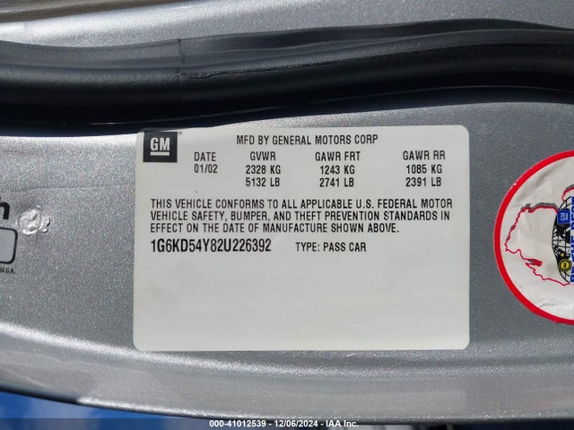 2002 CADILLAC DEVILLE 1G6KD54Y82U226392 Photo 8
