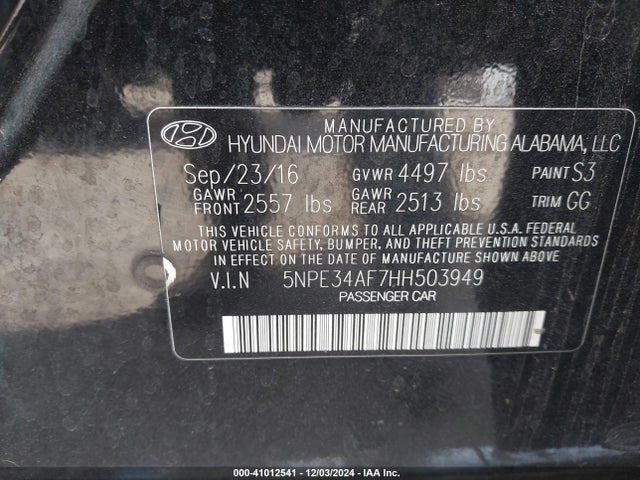 Hyundai Sonata Sport 2017 5NPE34AF7HH503949 Image 9