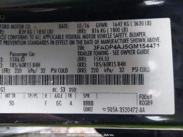 3FADP4AJ5GM154471 Ford FIESTA S