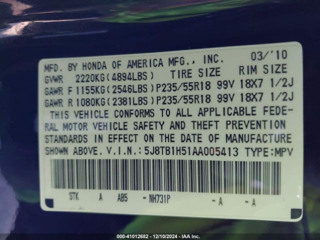 2010 ACURA RDX 5J8TB1H51AA005413 Photo 8