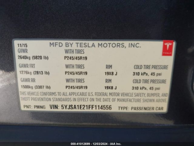5YJSA1E21FF114556 Tesla Model S 70d/85d/p85d
