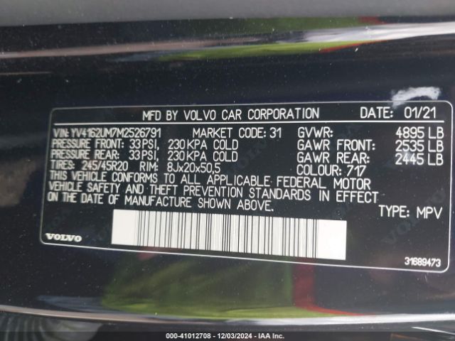 YV4162UM7M2526791 Volvo Xc40 T5 R-design