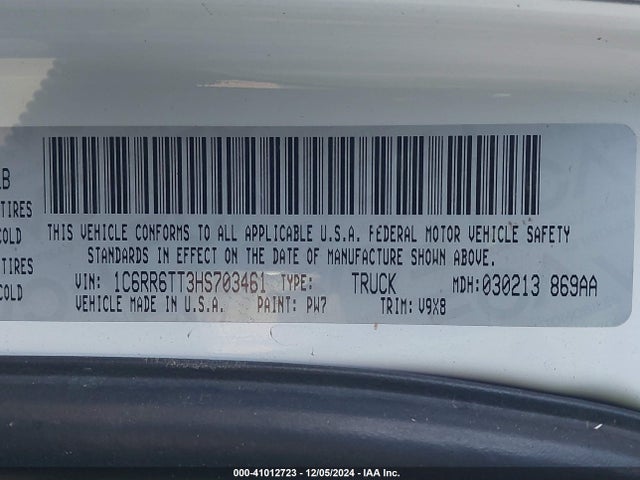 RAM 1500 Slt  4x2 6'4 Box 2017 1C6RR6TT3HS703461 Image 9