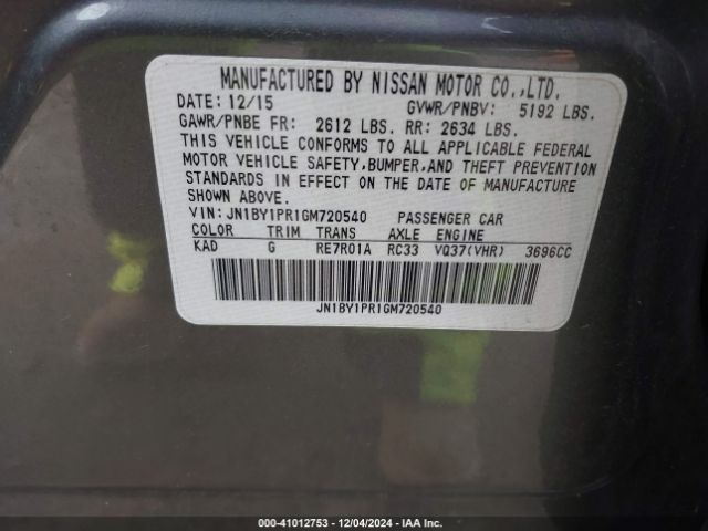 JN1BY1PR1GM720540 Infiniti Q70l 3.7x
