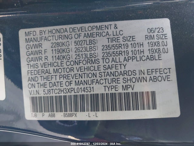 5J8TC2H3XPL014531 Acura Rdx Standard