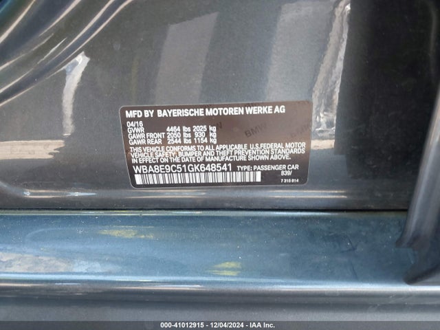 WBA8E9C51GK648541 BMW 328I