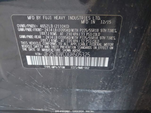 JF2SJGVC0GH505325 Subaru Forester 2.0xt Touring