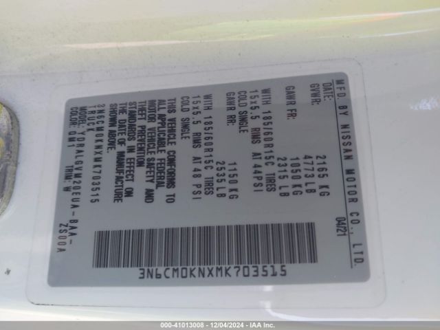 3N6CM0KNXMK703515 Nissan Nv200 Compact Cargo Sv Xtronic Cvt