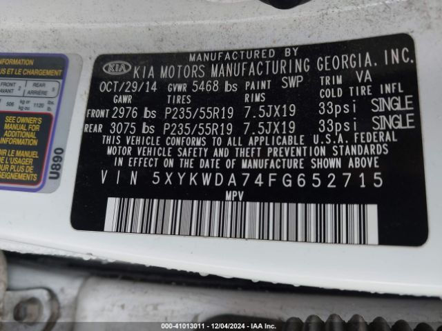 5XYKWDA74FG652715 KIA Sorento Limited V6