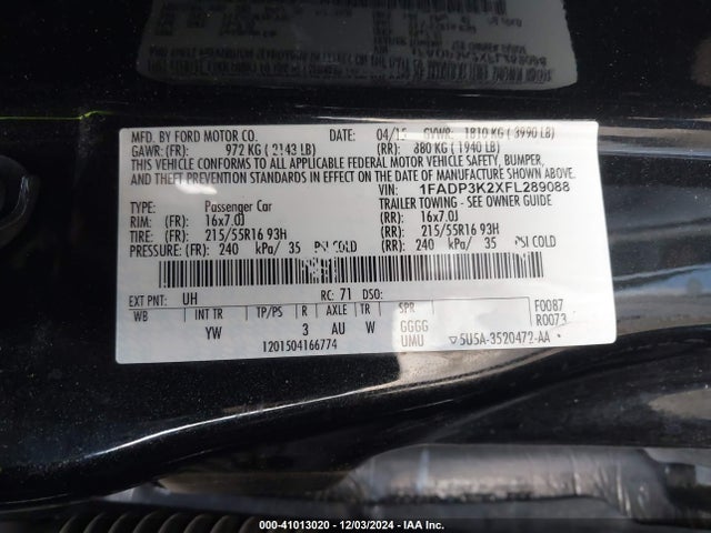 Ford FOCUS SE 2015 1FADP3K2XFL289088 Image 9
