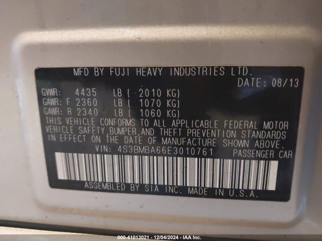 4S3BMBA66E3010761 Subaru Legacy 2.5i