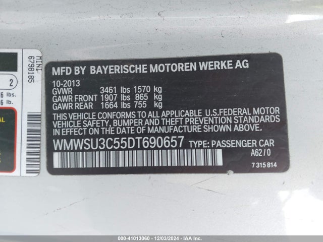 2013 MINI HARDTOP WMWSU3C55DT690657 Photo 8