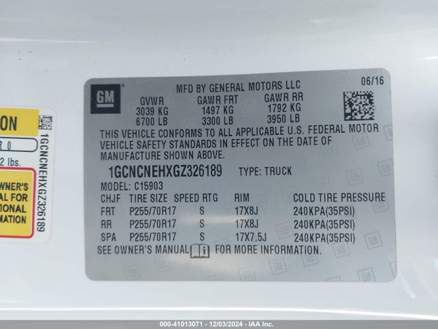 Chevrolet Silverado 1500 Wt 2016 1GCNCNEHXGZ326189 Image 9