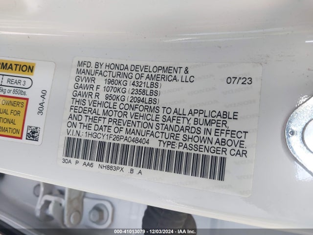 Honda Accord 2023 1HGCY1F26PA048404 Image 22