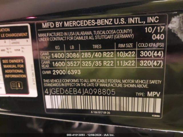 4JGED6EB4JA098805 Mercedes-Benz Amg Gle 43 Coupe 4matic